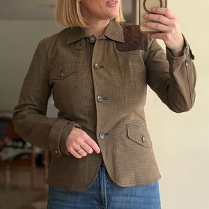 Ralph Lauren Size 6 Brown Houndstooth Equestrian Women's Blazer Classic Jacket